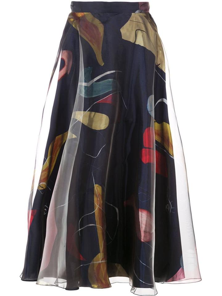 Roksanda Flared Patterned Skirt - Blue