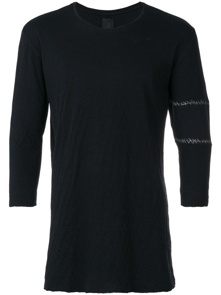 Thom Krom Stitch Detail Cropped Sleeve Top - Black