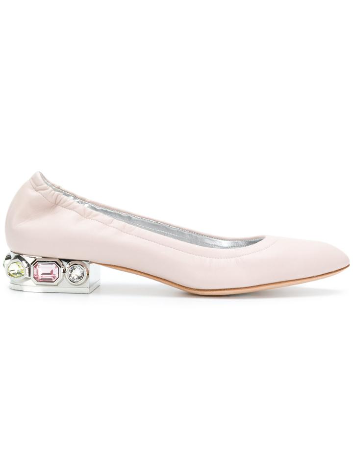 Casadei Crystal-embellished Ballerina Flats - Pink & Purple