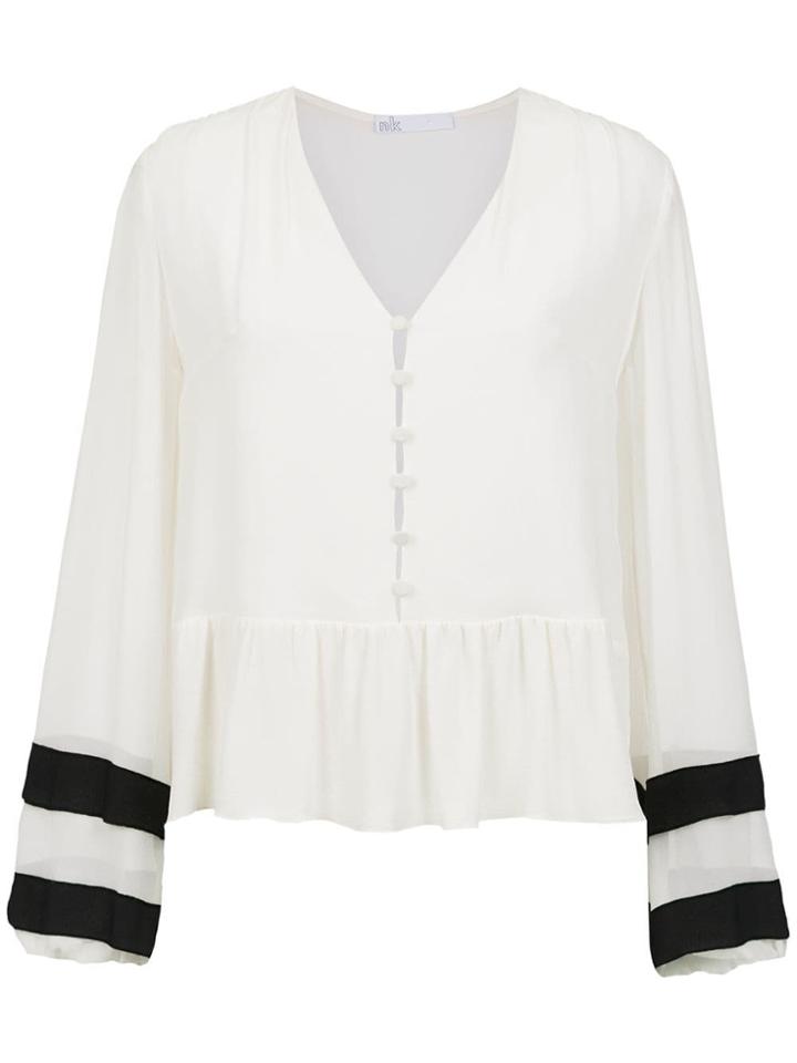 Nk Striped Details Silk Blouse - White