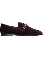 Burberry Link Detail Velvet Loafers - Pink & Purple