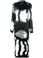 Ann Demeulemeester Abstract Print Midi Dress, Women's, Size: 36, Green, Silk/spandex/elastane