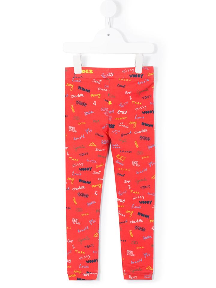 Stella Mccartney Kids Name Print Leggings, Girl's, Size: 8 Yrs, Red