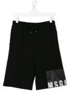 Msgm Kids Logo Appliqué Shorts - Black