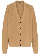 Raf Simons Raf Vnck Cardi Lthr Ptchs Caml - Brown