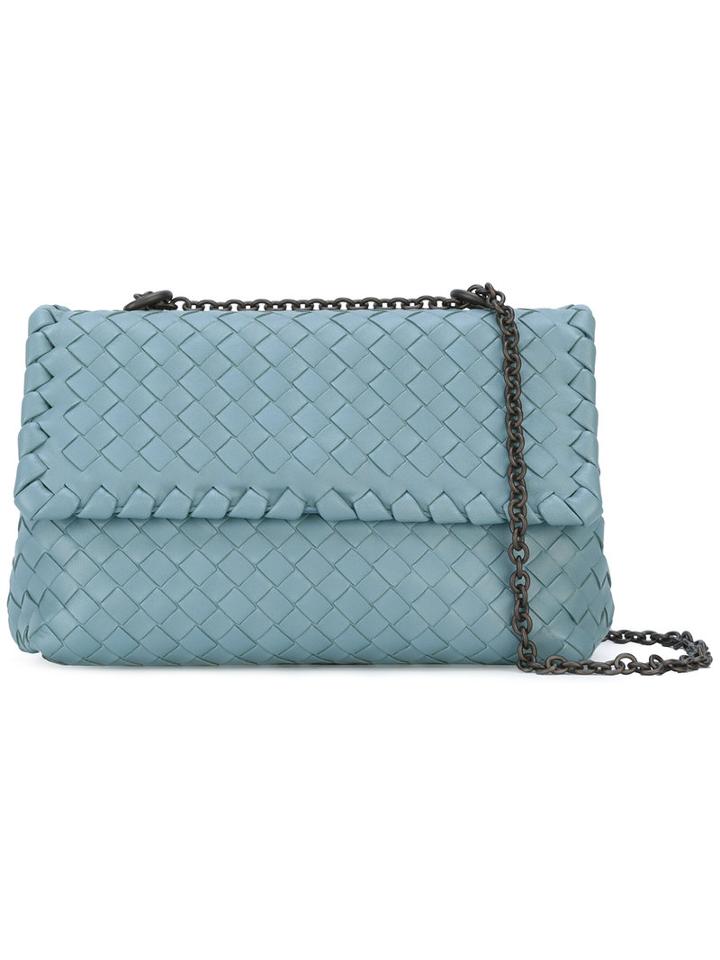Bottega Veneta - Woven Shoulder Bag With Chain - Women - Leather - One Size, Women's, Blue, Leather