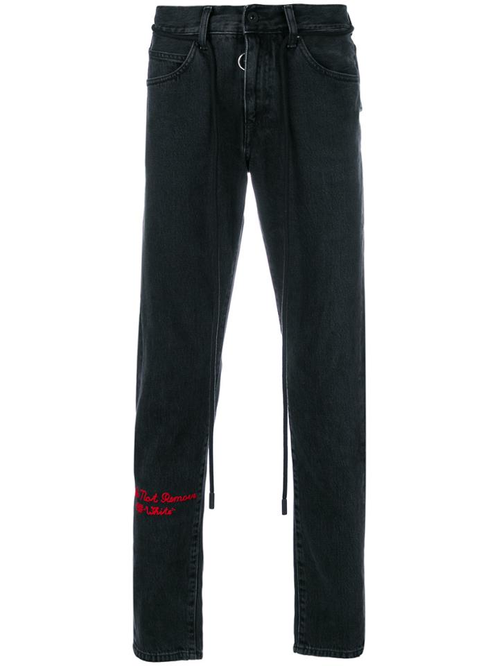 Off-white Checkered Detail Jeans - Grey