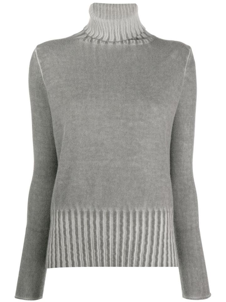 Allude Ribbed Turtleneck Sweater - Grey