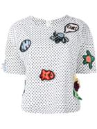 Michaela Buerger Patches Polka Dots Blouse, Women's, Size: Medium, White, Cotton/cashmere