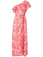 Lisa Marie Fernandez Printed One Shoulder Ruffle Dress - Red