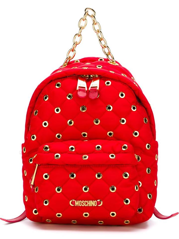 Moschino Eyelet Embellished Backpack, Red, Nylon