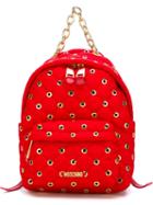 Moschino Eyelet Embellished Backpack, Red, Nylon