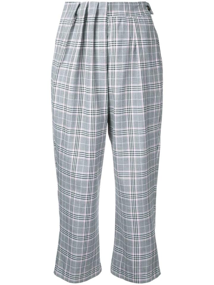 Gwen Salakaia Checked Cropped Trousers - Grey
