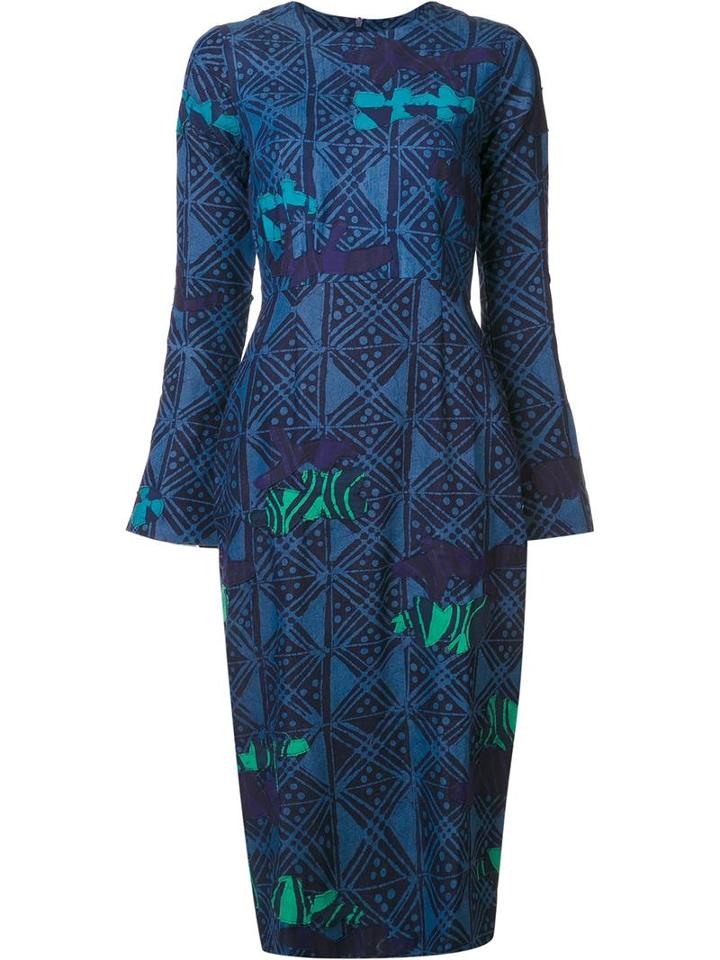 Maki Oh Adire Camouflage Dress, Women's, Size: Small, Blue, Cotton