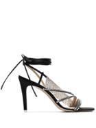 Attico Black Baby Crystal Trim Sandals