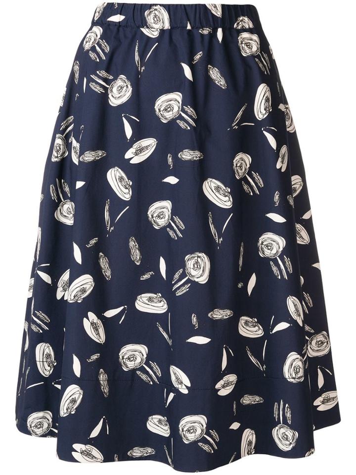 Antonelli Rose Print Midi Skirt - Blue