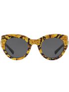 Versace Eyewear Tribute Barocco Print Sunglasses - Yellow