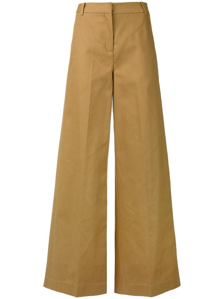 Erdem - Wide Leg Trousers - Women - Cotton - 10, Nude/neutrals, Cotton