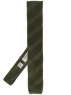 Canali Striped Knitted Scarf - Green