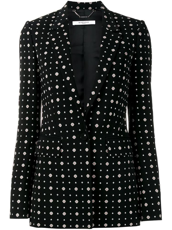 Givenchy Printed Blazer, Women's, Size: 42, Black, Silk/spandex/elastane/viscose