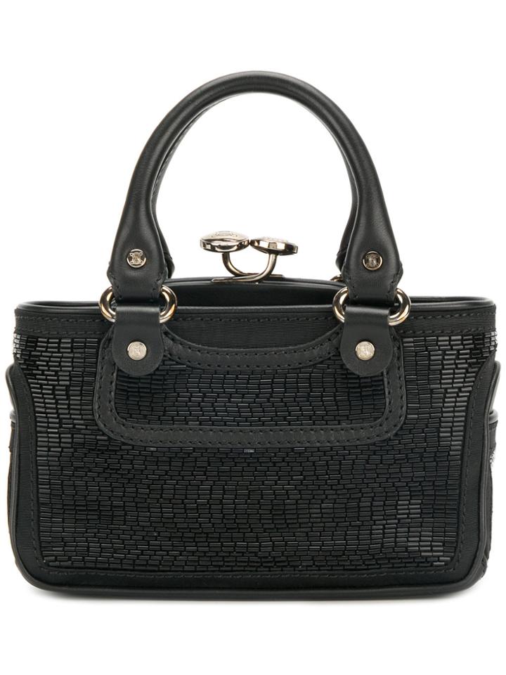 Céline Vintage Mini Beaded Tote - Black