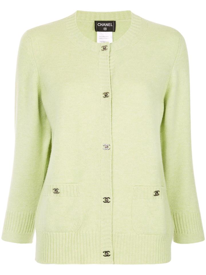 Chanel Vintage Logo Buttoned Up Knitted Top - Green