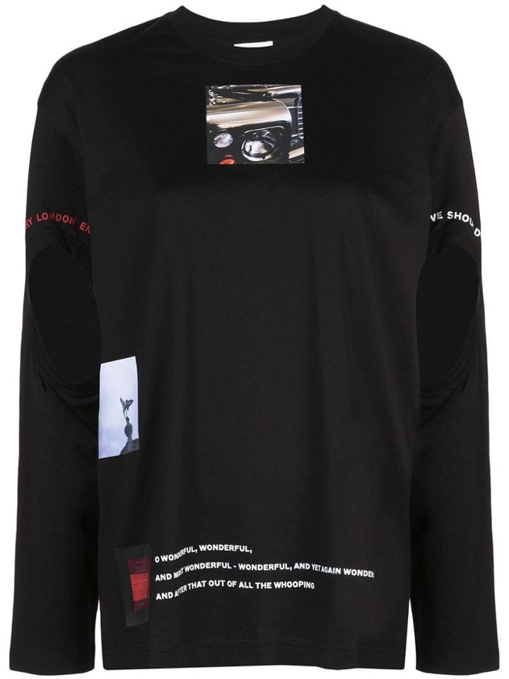 Burberry Cut-out Montage Print Top - Black