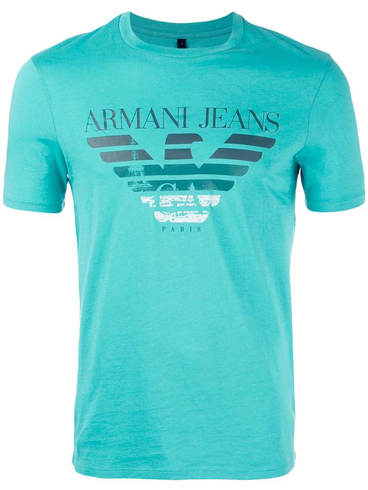 Logo Print T-shirt - Men - Cotton - Xl, Green, Cotton, Armani Jeans