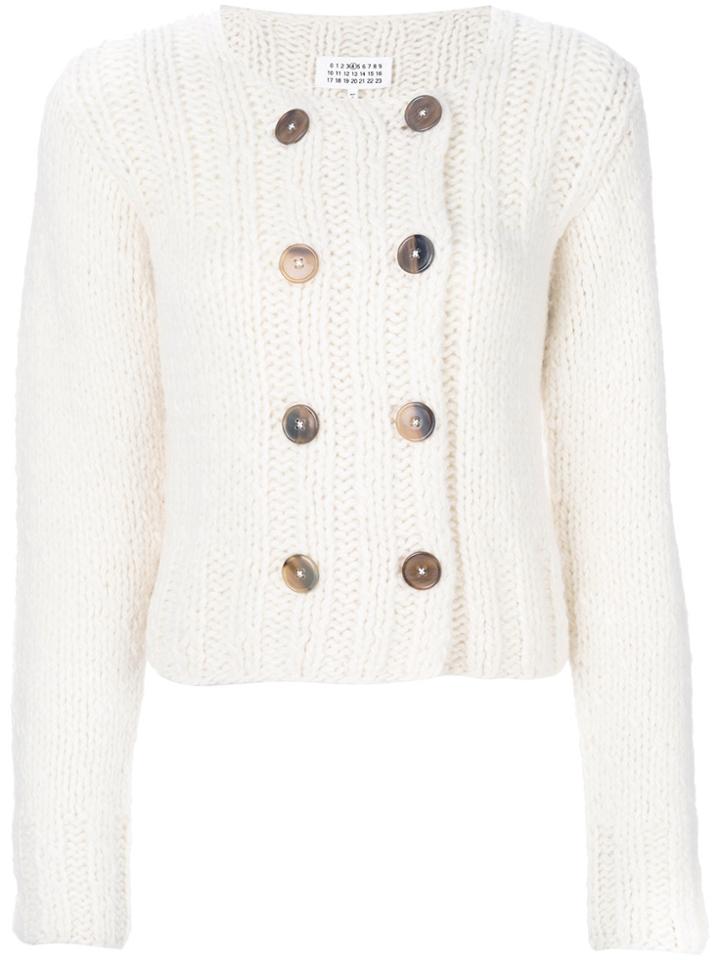 Maison Margiela Buttoned Cropped Cardigan - White