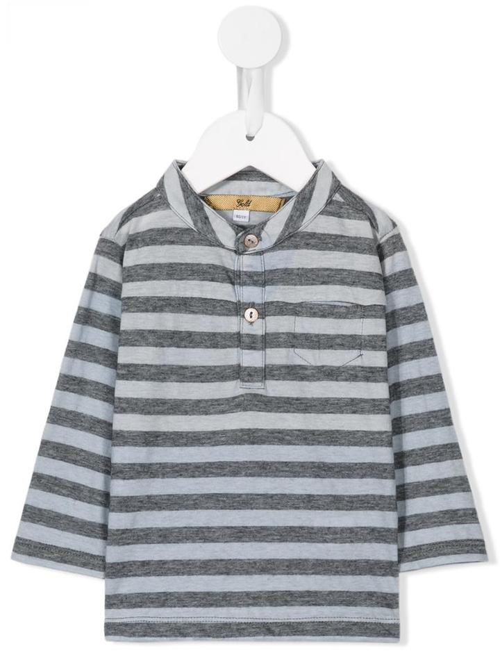 Gold - Striped Henley T-shirt - Kids - Cotton/wool - 18 Mth, Grey