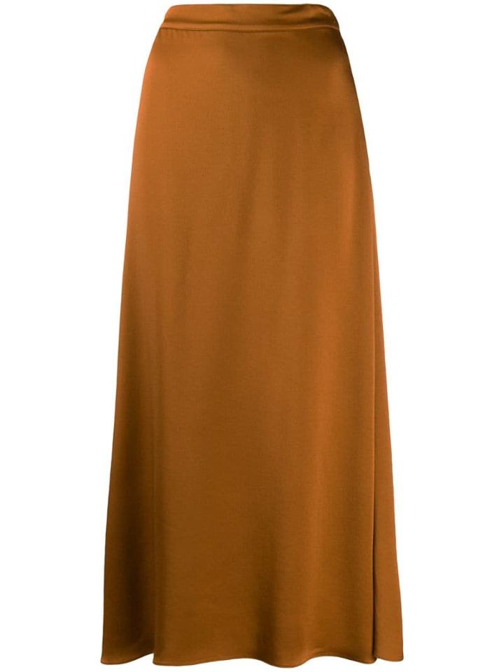 Vanessa Bruno Satin Midi Skirt - Brown