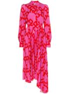 Msgm Pleated Pussy Bow Dress - Pink