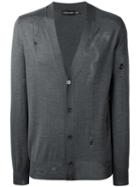 Alexander Mcqueen - Distressed Cardigan - Men - Silk/wool - Xs, Grey, Silk/wool