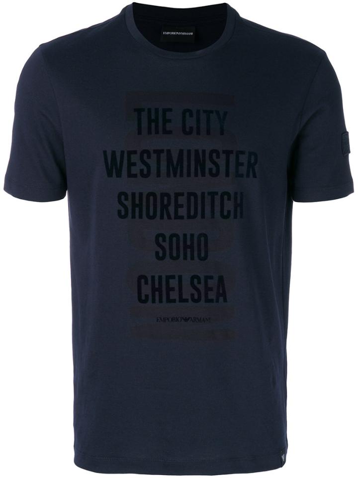 Emporio Armani Slogan-print T-shirt - Blue