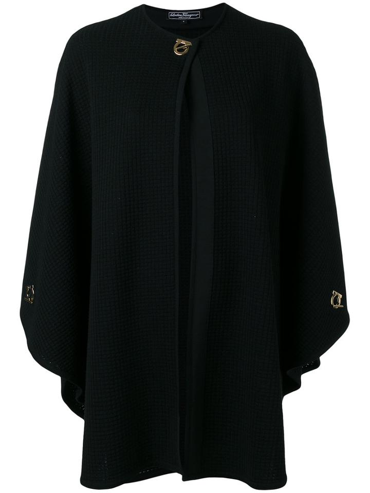Salvatore Ferragamo - Knitted Cape - Women - Virgin Wool - L, Black, Virgin Wool