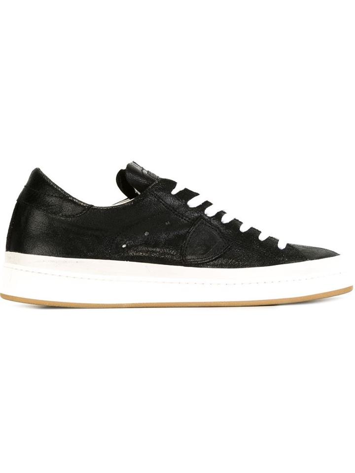 Philippe Model Panelled Lace-up Sneakers, Men's, Size: 42, Black, Calf Leather/leather/cotton/rubber