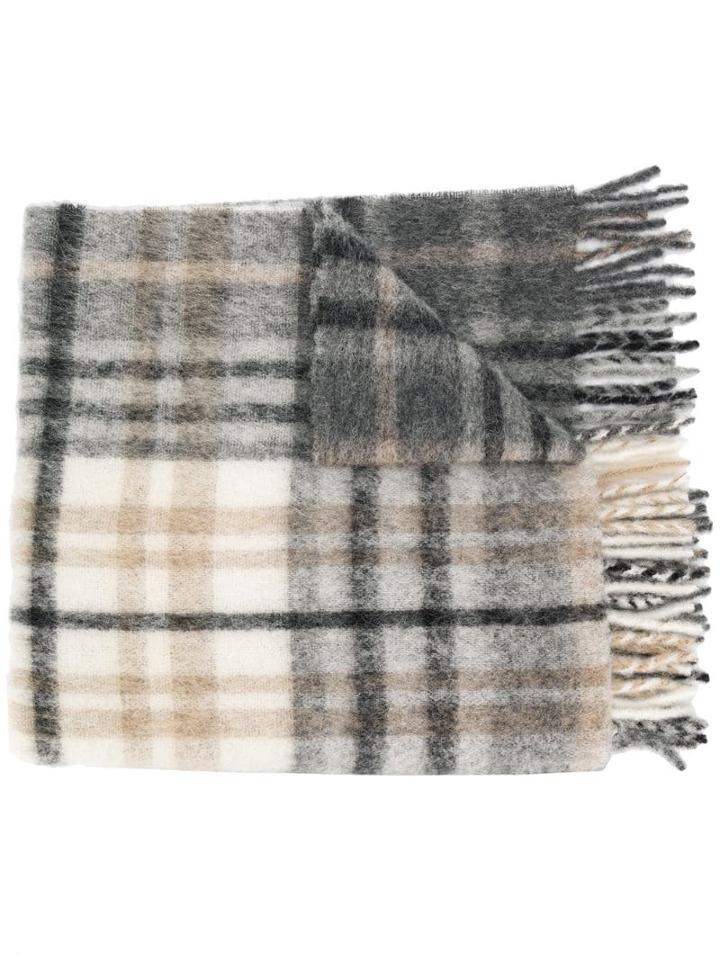 Luisa Cerano Oversized Check Scarf - Grey