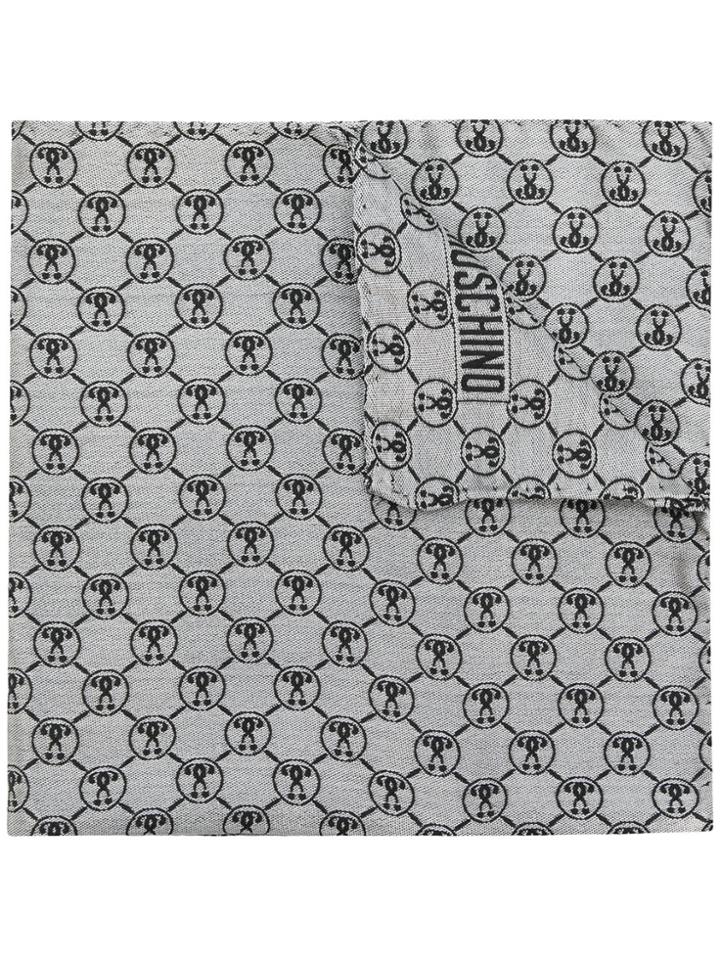 Moschino Logo Print Pocket Square - Grey