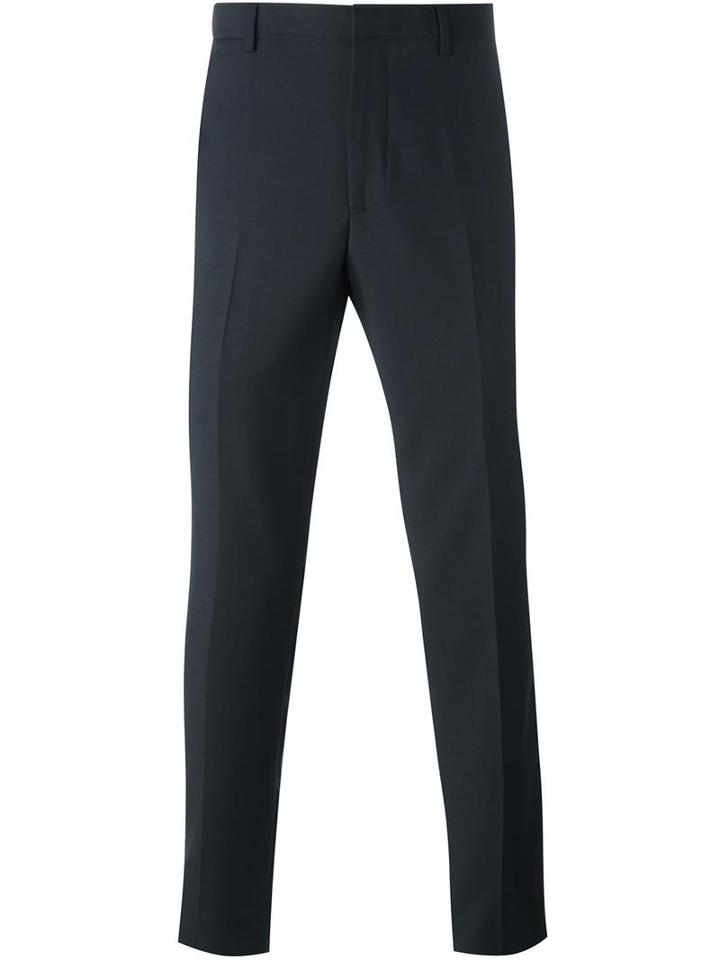 Lanvin Tailored Straight Fit Trousers, Men's, Size: 50, Blue, Wool/cotton/acetate/viscose