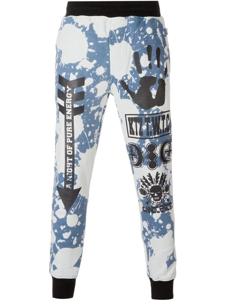 Ktz Printed Track Pants, Men's, Size: Medium, Blue, Cotton