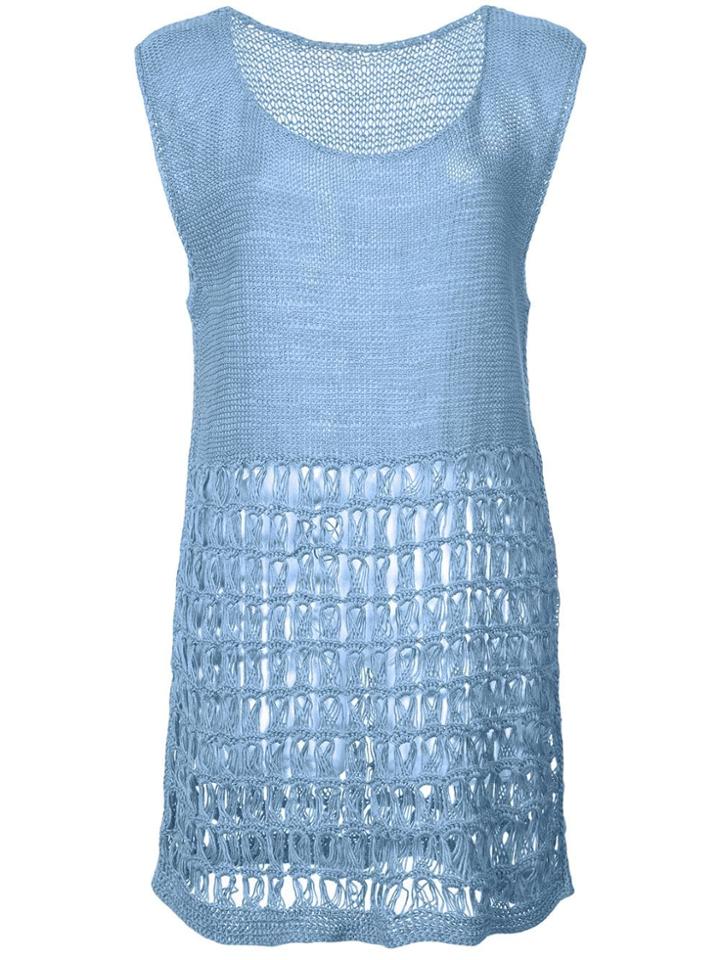 Voz Perforated Knit Tank Top - Blue