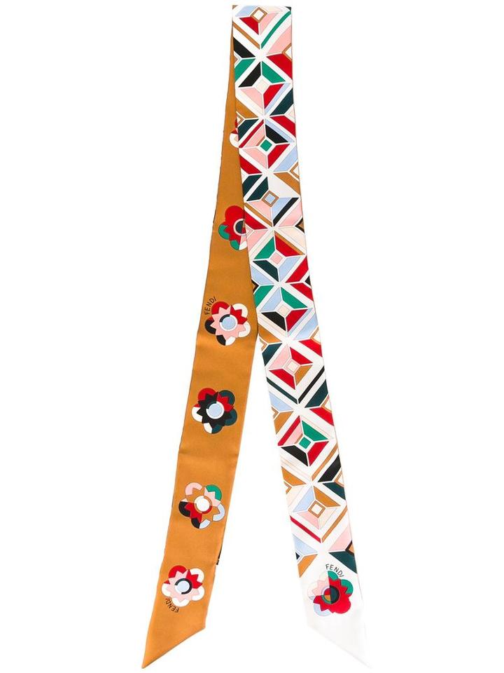 Fendi Flowerland Wrappy, Women's, Brown, Silk