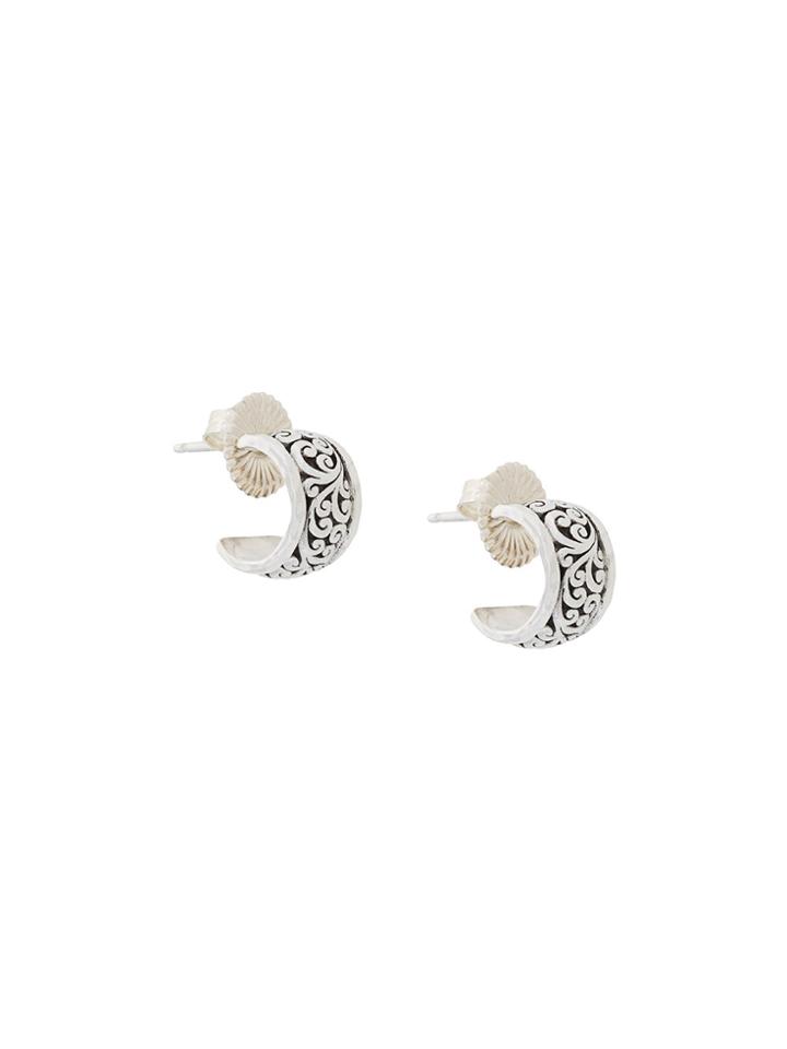 Lois Hill Carved Scroll Hoop Earrings - Metallic