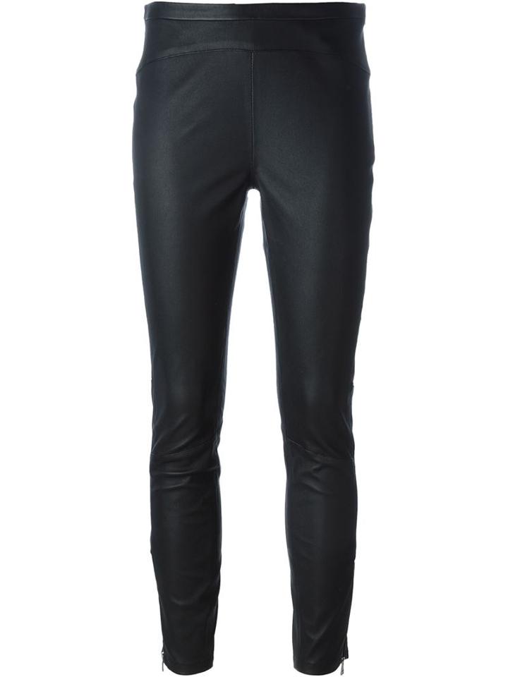 Belstaff Zip Cuff Fitted Trousers, Women's, Size: 40, Black, Leather