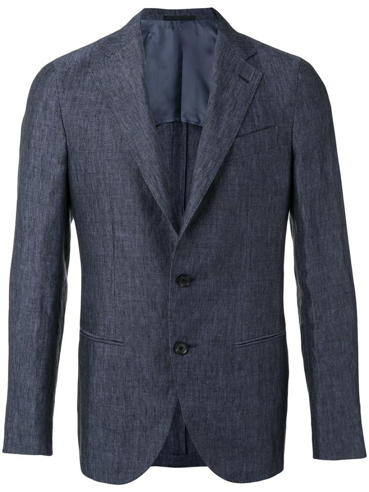 Caruso - Classic Blazer - Men - Linen/flax/cupro - 48, Blue, Linen/flax/cupro