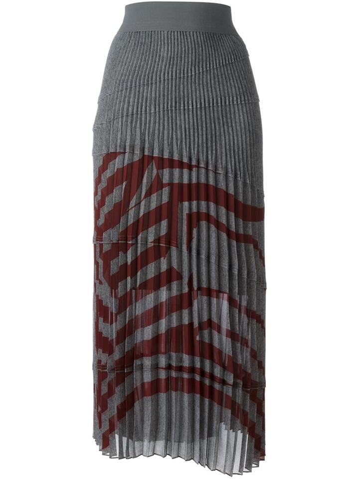 Dkny Pure Pleated Skirt, Women's, Size: Small, Grey, Cotton/nylon/polyester/modal