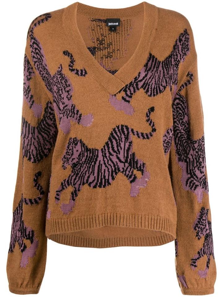 Just Cavalli Tiger Patterned Jumper - Brown