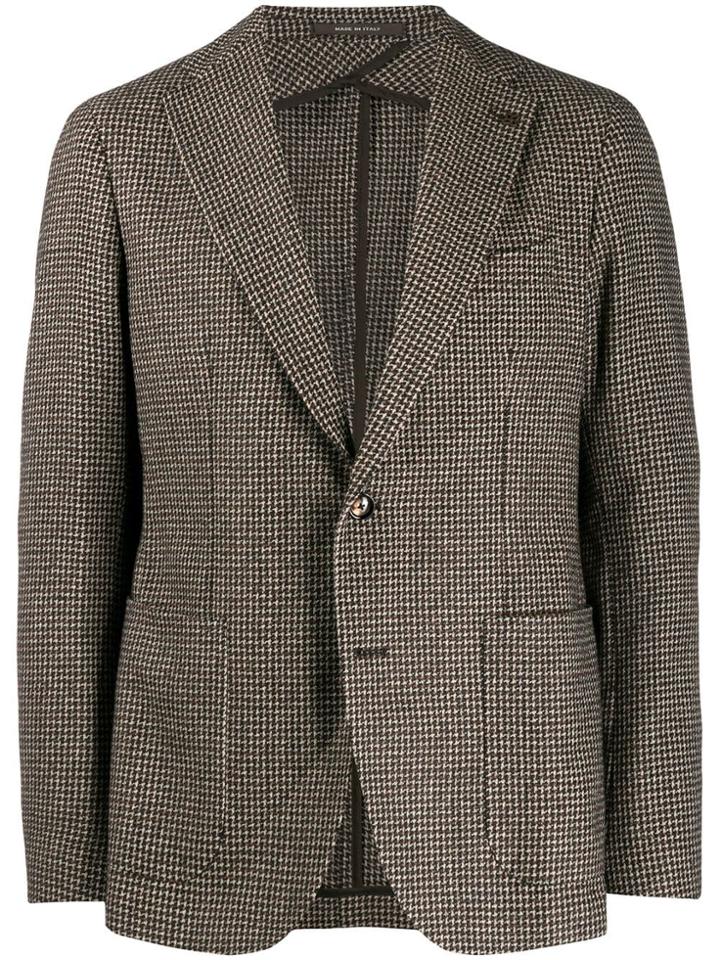 Tagliatore Slim-fit Houndstooth Blazer - Brown