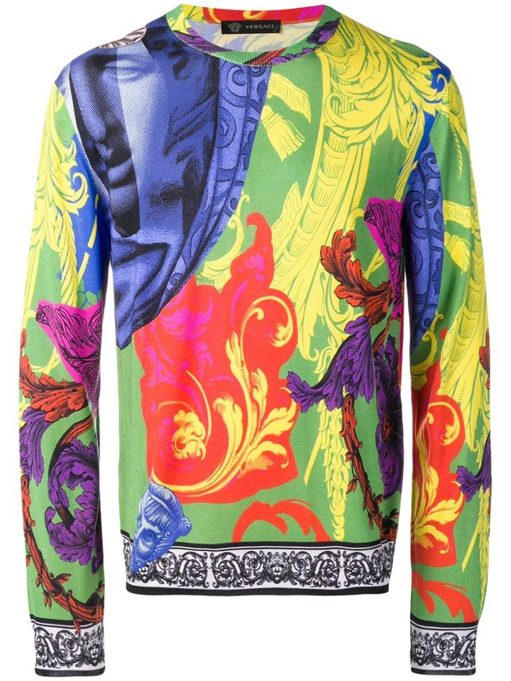 Versace Baroque Medusa Print Jumper - Green
