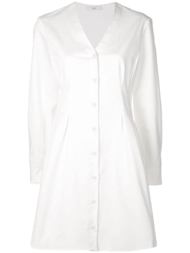 Tibi Dominic Twill Shirt Dress - White